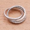 Combination Pattern Sterling Silver Band Ring